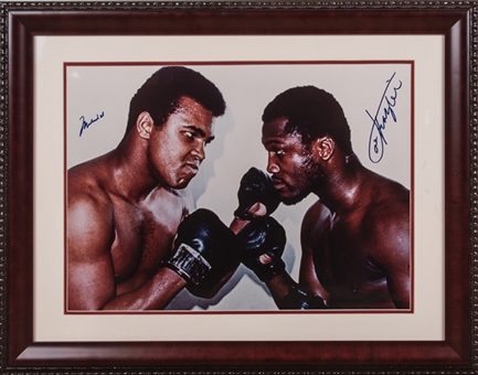 Muhammad Ali and Joe Frazier Dual Signed 16x20 Framed Photograph (JSA)